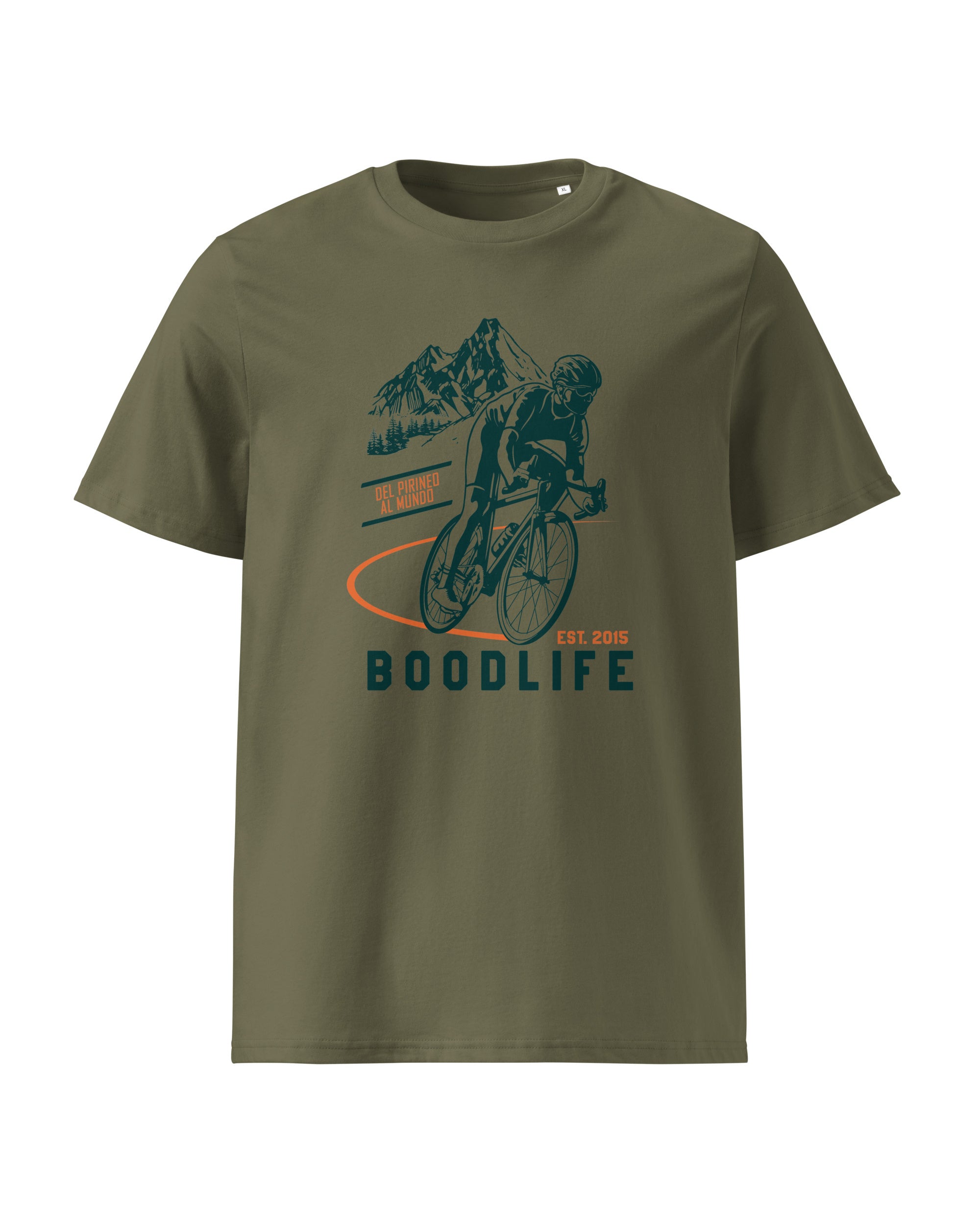 Camiseta Road B de Boodlife en color caqui oscuro, algodón orgánico