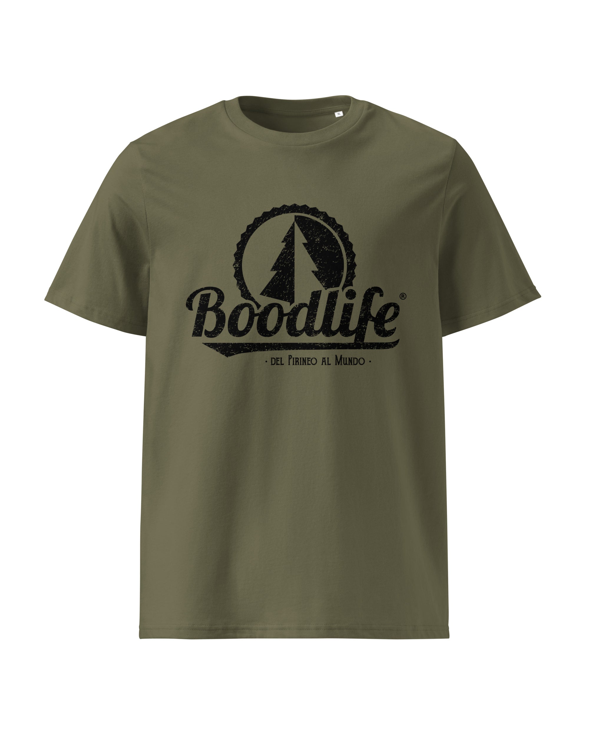 Camiseta Orígenes de Boodlife en color caqui oscuro, algodón orgánico